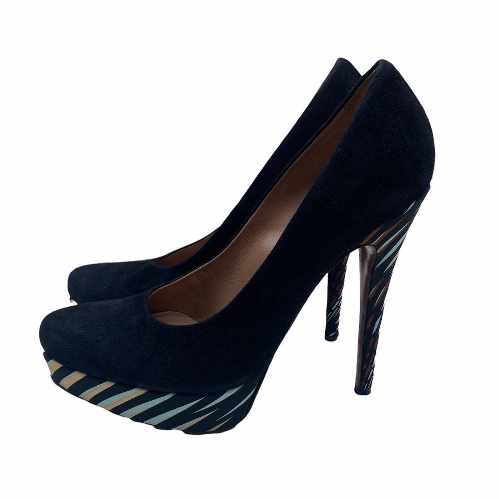 Missoni Black Suede Platform Pumps 8.5